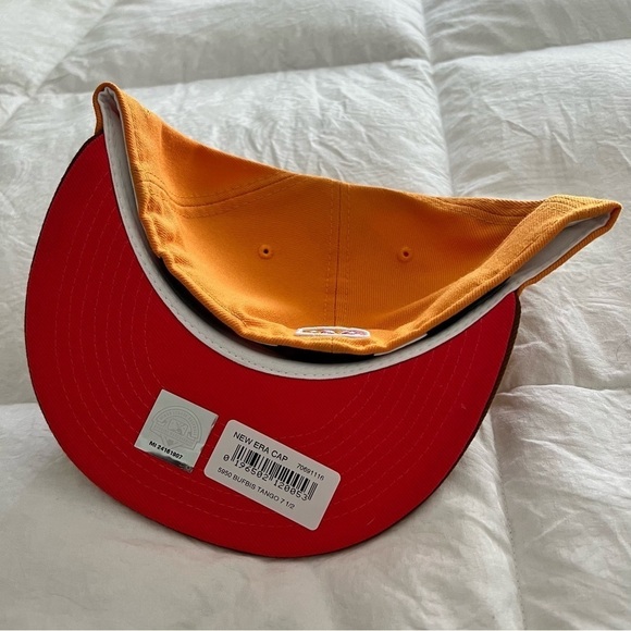 New Era Orange Brown Red Bisons Fitted 7 1/2 New - Picture 4 of 5